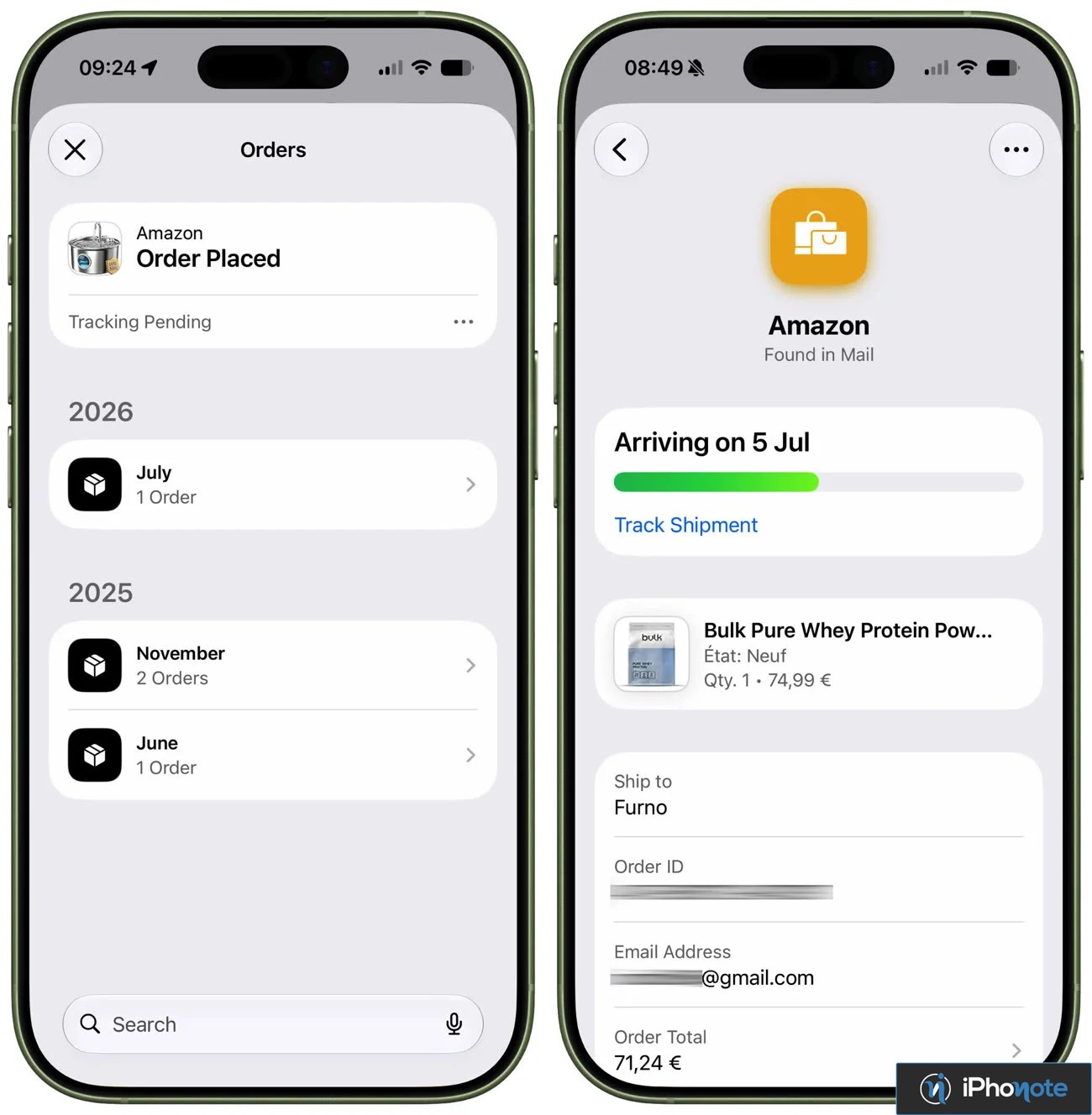 Suivi de commande Amazon dans Wallet sur iPhone