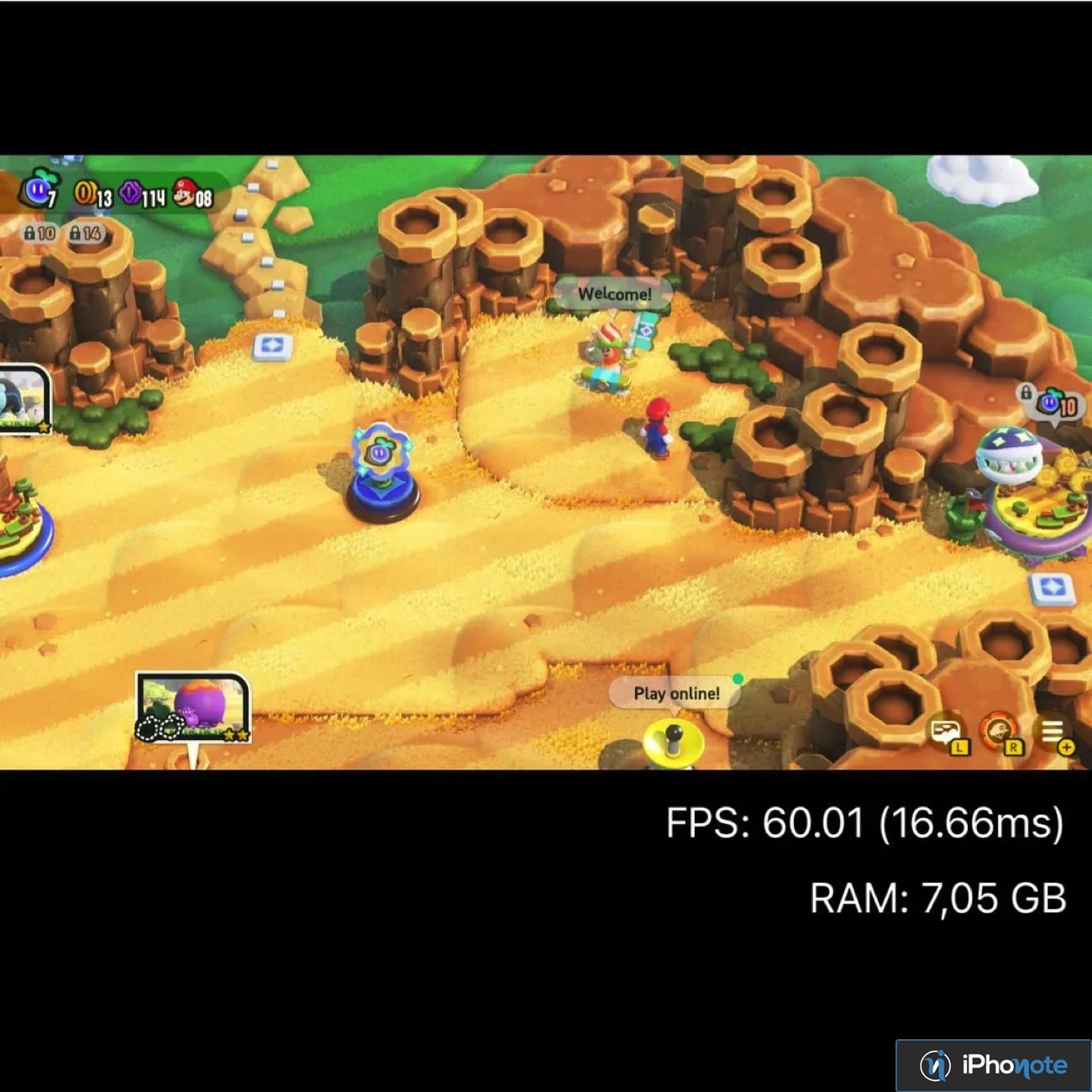 Capture d’écran d’un jeu affichant 7,05 Go de RAM