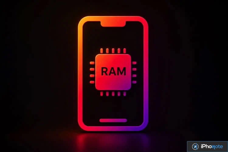 Icône de smartphone avec puce RAM lumineuse