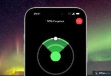 Écran iPhone SOS d’urgence par satellite
