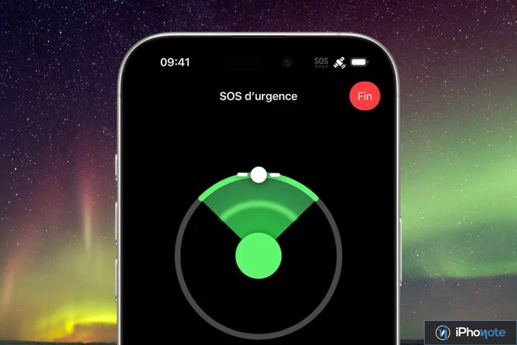 Écran iPhone SOS d’urgence par satellite