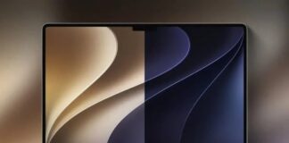 Ordinateur portable Apple affichant un fond d’écran macOS