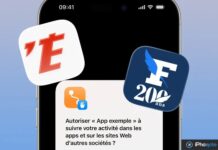 Demande de suivi publicitaire sur iPhone avec logos de médias