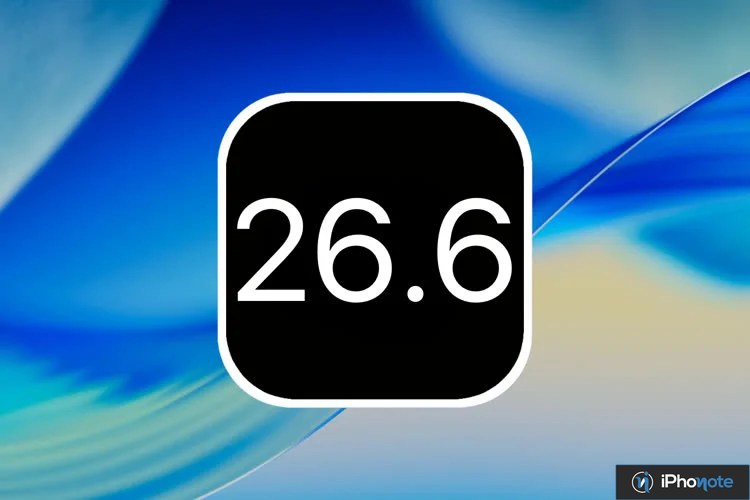 Icône iOS 26.6 sur fond bleu