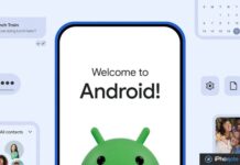 Écran d’accueil Android avec icônes de données à transférer