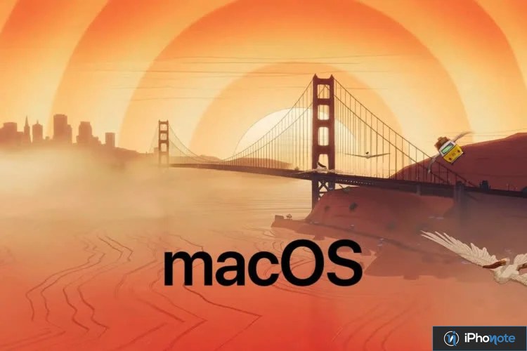 Illustration macOS avec le logo sur fond de pont