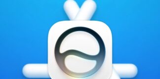 Siri AI sur fond bleu avec icône d’assistant Apple