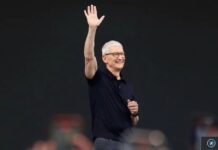 Tim Cook et Eddy Cue repérés à Sun Valley, un signal côté services Tim Cook salue la foule lors d’un événement public