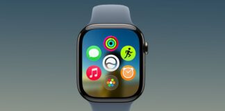 Apple Watch affichant une grille d’apps colorées