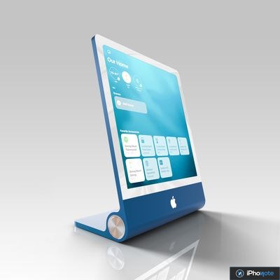 Rendu d’un hub domestique Apple avec écran tactile de gestion