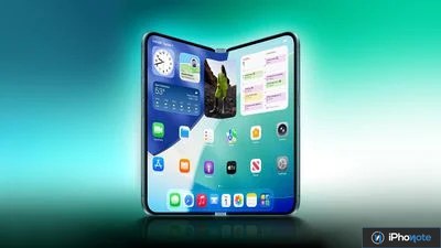 Rendu d’un iPhone pliable avec écran intérieur déployé