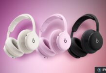 Trois casques Beats 360 rose, blanc et noir