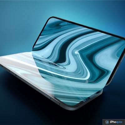 Rendu d’un smartphone pliable affichant un écran ondulé