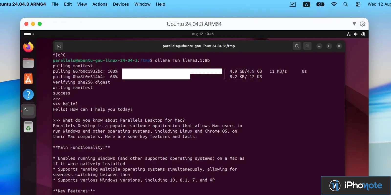 Machine virtuelle Ubuntu sur Mac lançant un modèle de langage local