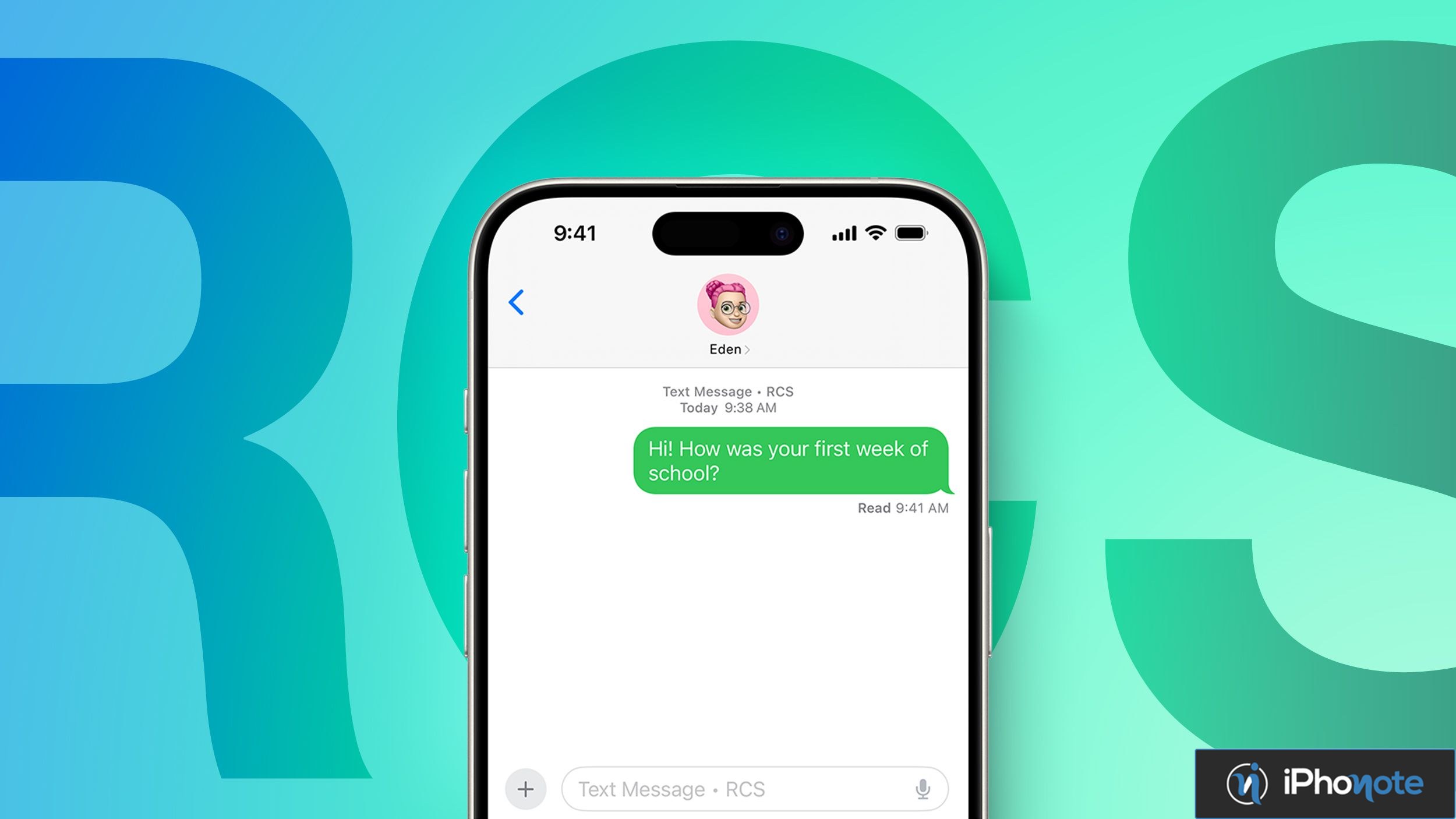 iPhone affichant une conversation RCS avec un message vert