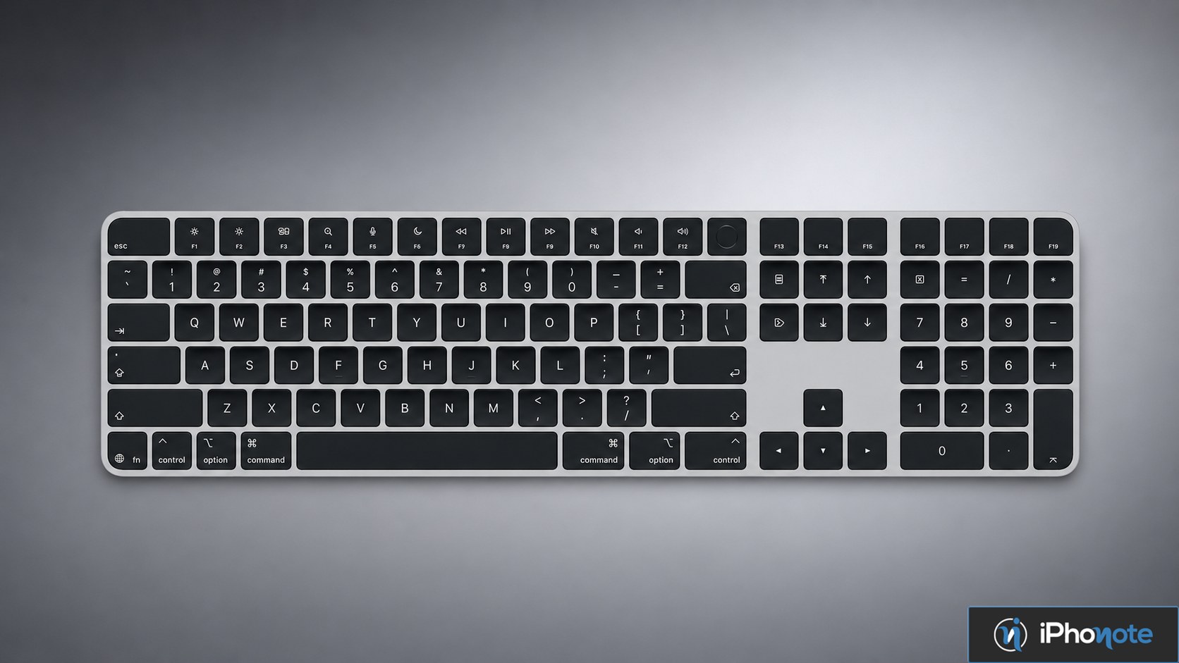 Clavier Apple Magic Keyboard noir avec pavé numérique et touches symbolisées