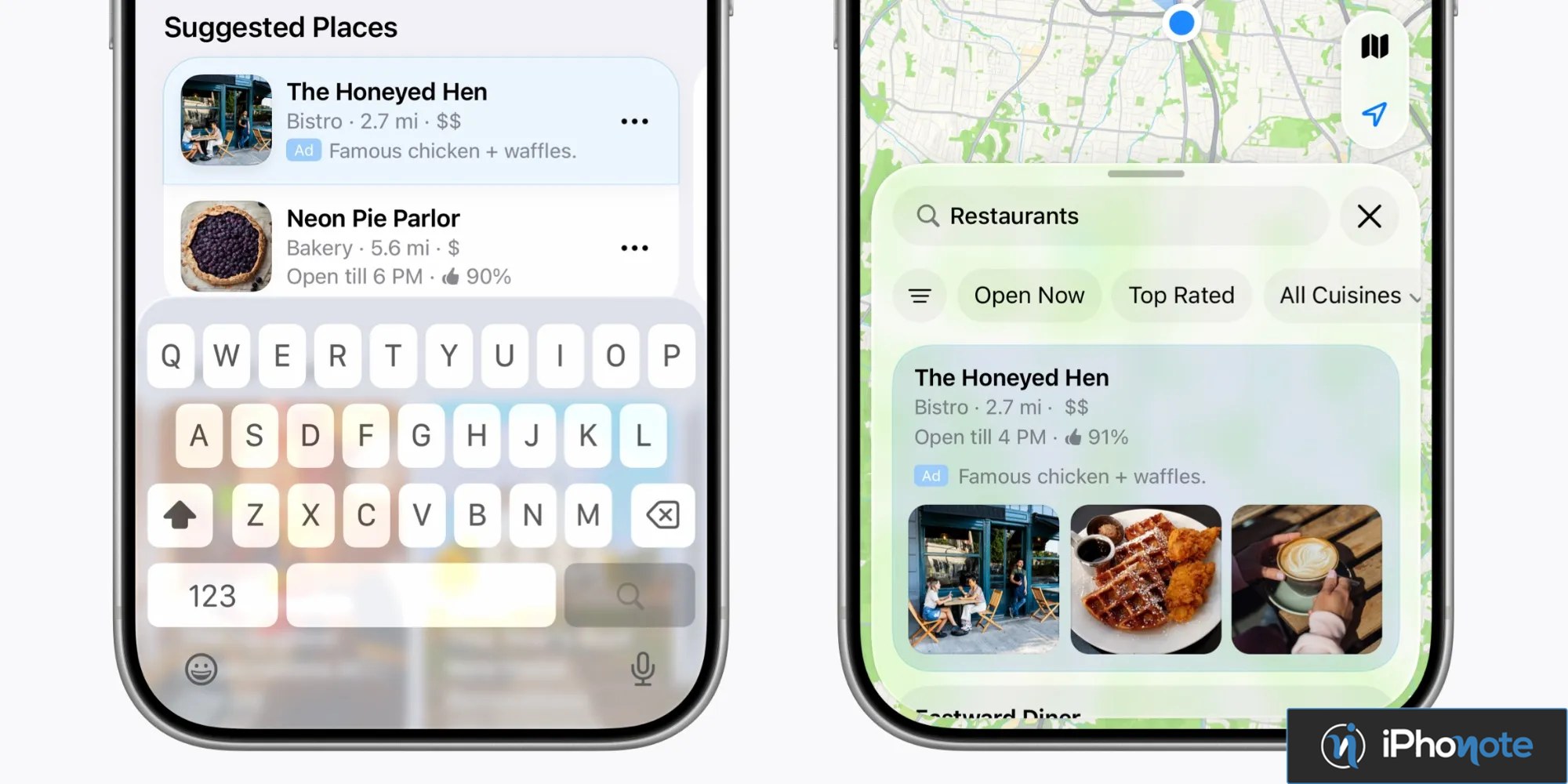 Deux iPhone affichent des annonces sponsorisées dans Apple Plans