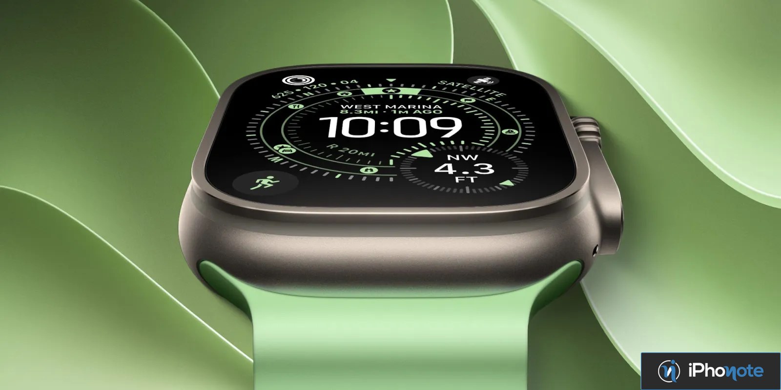 Apple Watch Ultra en gros plan affichant un cadran de navigation