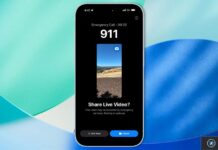 iPhone affichant l’option de partage vidéo en direct d’urgence
