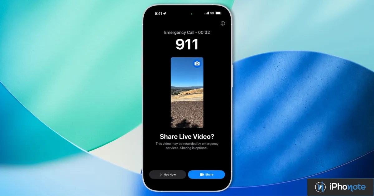 iPhone affichant l’option de partage vidéo en direct d’urgence