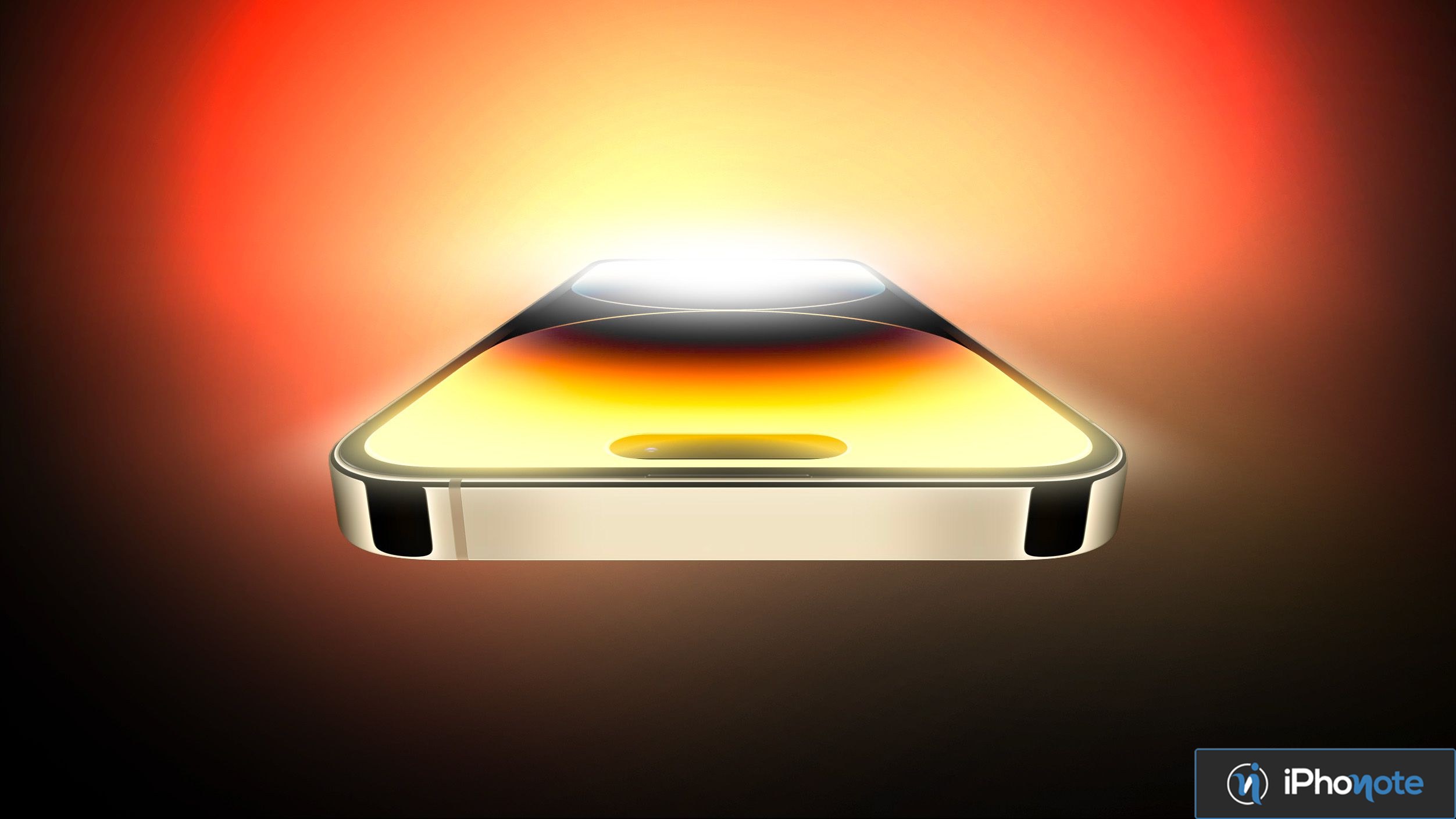 Rendu d’un iPhone affichant un écran lumineux