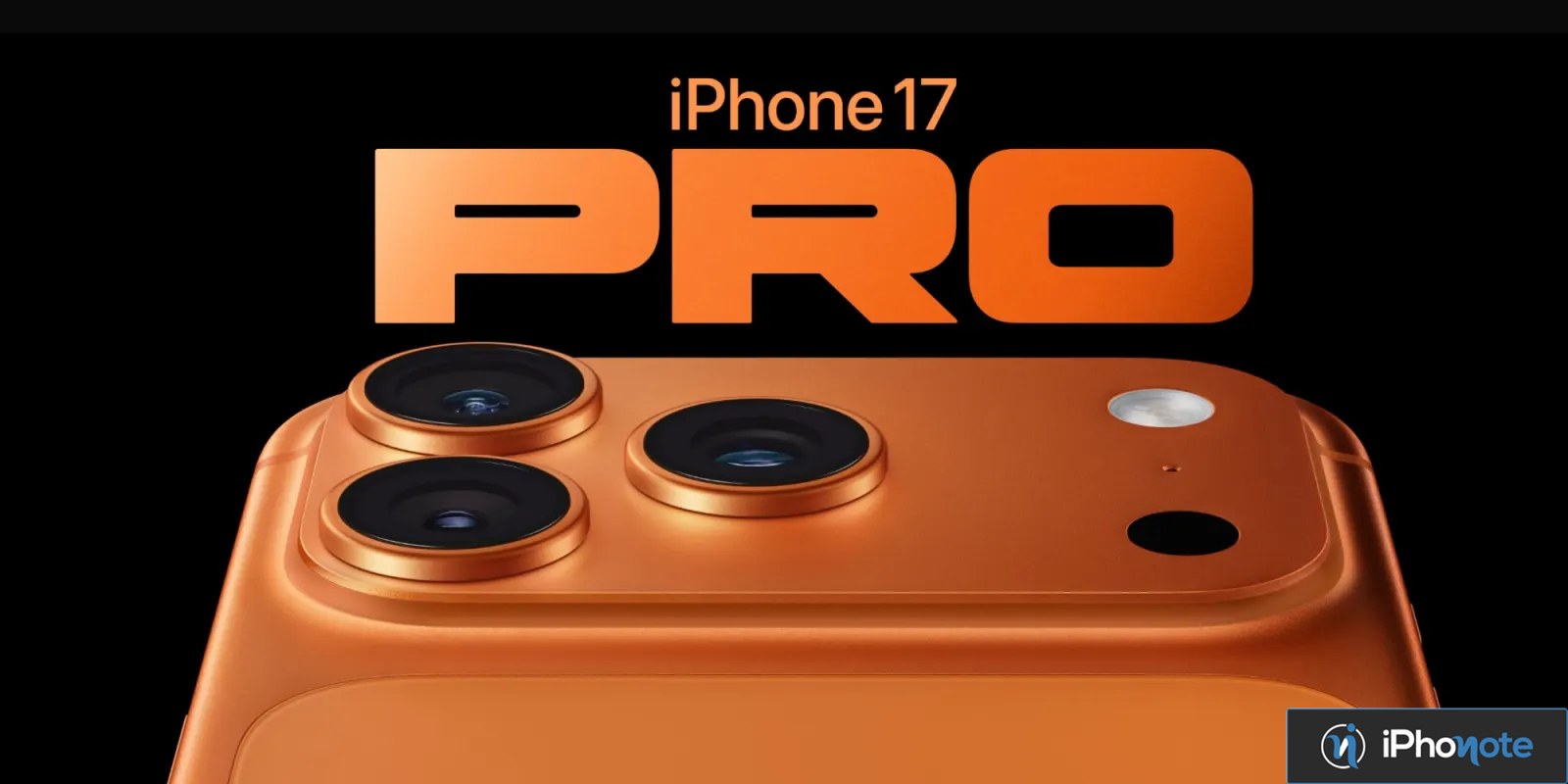 Rendu d’un iPhone 17 Pro orange avec trois caméras