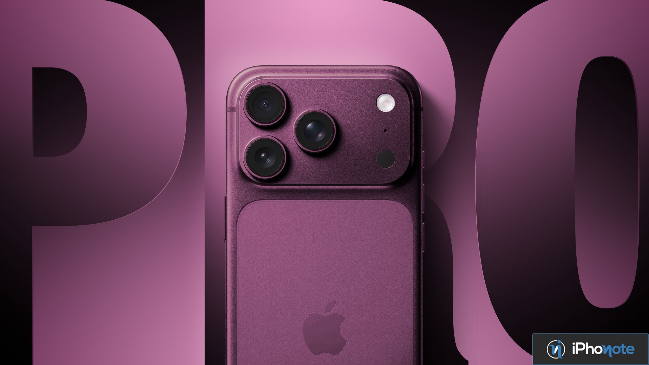 Rendu conceptuel du dos d’un iPhone Pro avec triple caméra