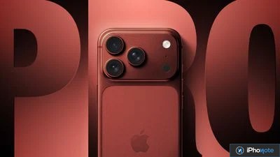 Rendu d’un iPhone Pro rouge avec trois appareils photo