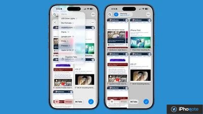 Deux iPhone affichant des onglets Safari organisés en groupes