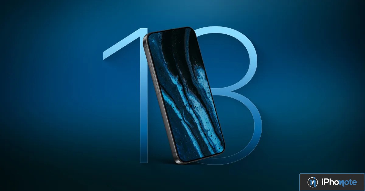Rendu conceptuel d’un iPhone 18 incliné sur fond bleu