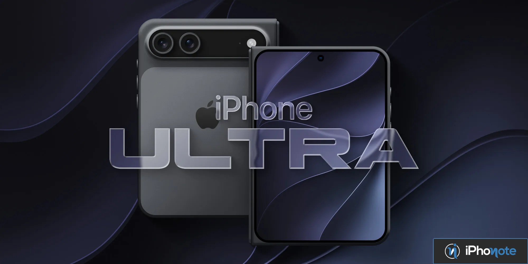Rendu conceptuel d’un nouvel iPhone pliable présenté sous plusieurs angles