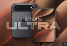 Rendu conceptuel de l’iPhone Ultra pliable, ouvert et fermé