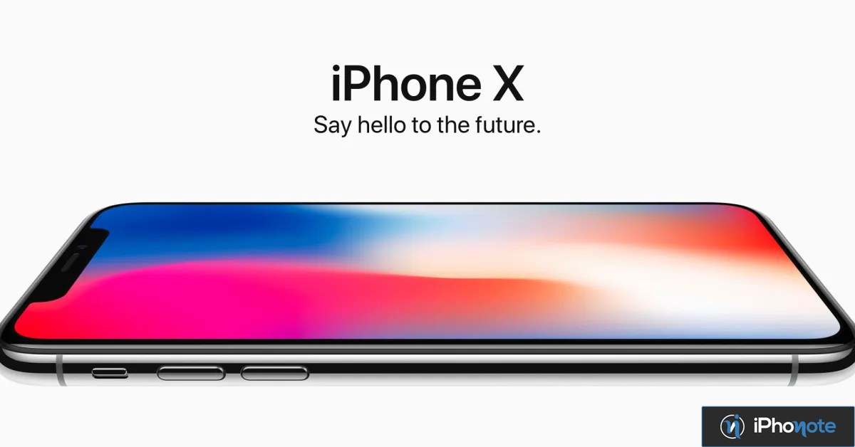 iPhone X présenté horizontalement sur fond blanc