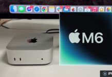 Mac mini et Mac Studio : Apple passe aux M6 et M5 Ultra Mac mini Apple affichant une illustration de puce M6
