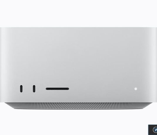 Mac Studio : la M5 Ultra vise l’IA et la vidéo pro Mac Studio argent vu de face avec grille de ventilation
