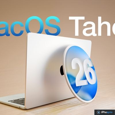 MacBook affichant une illustration de macOS Tahoe 26