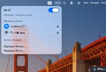 Illustration : Ethernet peut remplacer le Wi-Fi dans la barre de menus de macOS 27