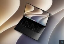 macOS 27 : Better Battery affiche un pourcentage lisible MacBook ouvert affichant le bureau macOS sur un fond abstrait