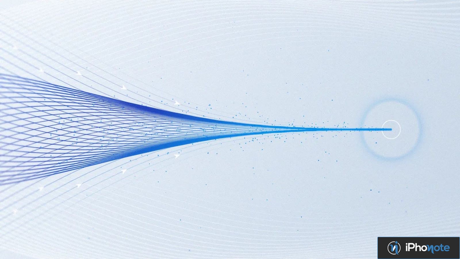 Illustration abstraite de l’intelligence artificielle avec des lignes bleues convergentes