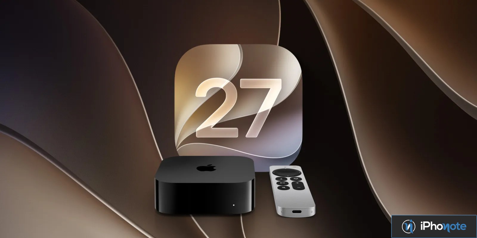 Boîtier Apple TV 4K et télécommande avec tvOS 27