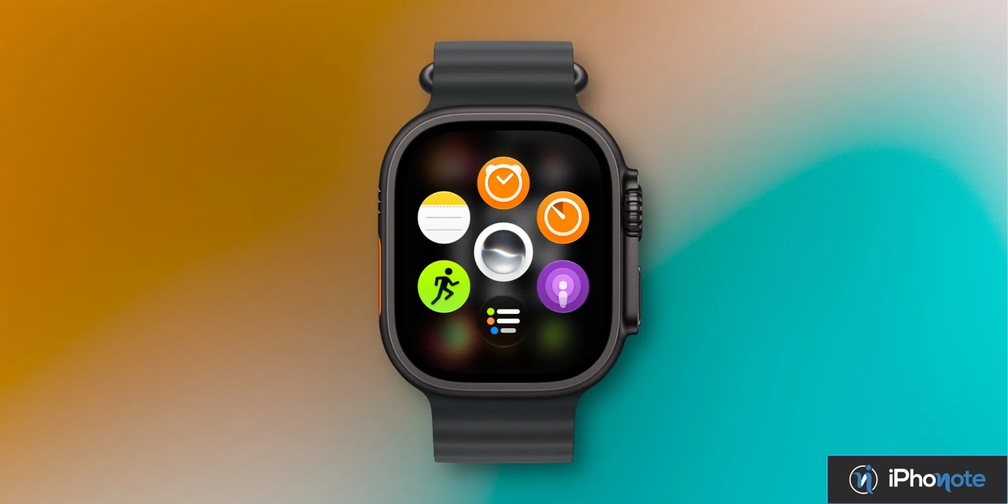 Apple Watch noire affichant plusieurs icônes d’applications sur son écran